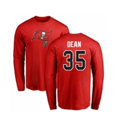 Football Tampa Bay Buccaneers #35 Jamel Dean Red Name & Number Logo Long Sleeve T-Shirt