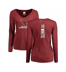 Football Women's Arizona Cardinals #18 Kevin White Maroon Backer Long Sleeve T-Shirt
