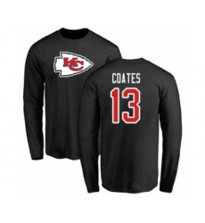 Football Kansas City Chiefs #13 Sammie Coates Black Name & Number Logo Long Sleeve T-Shirt