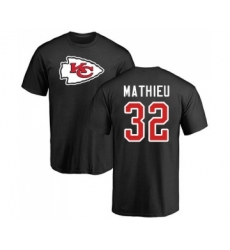 Football Kansas City Chiefs #32 Tyrann Mathieu Black Name & Number Logo T-Shirt