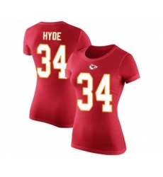 Football Women's Kansas City Chiefs #34 Carlos Hyde Red Rush Pride Name & Number T-Shirt