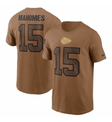 Men's Kansas City Chiefs #15 Patrick Mahomes 2023 Brown Salute To Service T Shirt