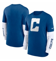 Men's Indianapolis Colts Heather Blue Slub Fashion Long Sleeve T Shirt