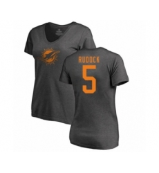Football Women's Miami Dolphins #5 Jake Rudock Ash One Color T-Shirt