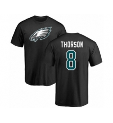Philadelphia Eagles #8 Clayton Thorson Black Name & Number Logo T-Shirt