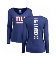 Football Women's New York Giants #97 Dexter Lawrence Royal Blue Backer Long Sleeve T-Shirt