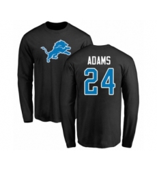 Football Detroit Lions #24 Andrew Adams Black Name & Number Logo Long Sleeve T-Shirt