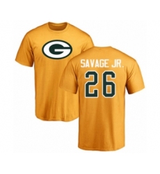 Football Green Bay Packers #26 Darnell Savage Jr. Gold Name & Number Logo T-Shirt
