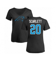 Football Women's Carolina Panthers #20 Jordan Scarlett Black Name & Number Logo Slim Fit T-Shirt