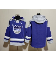 Men's Sacramento Kings Blank Purple Gray Lace-Up Pullover Hoodie