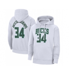 Men's Milwaukee Bucks #34 Giannis Antetokounmpo White Pullover Hoodie