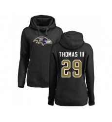 Football Women's Baltimore Ravens #29 Earl Thomas III Black Name & Number Logo Pullover Hoodie