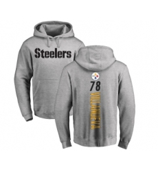 Football Pittsburgh Steelers #78 Alejandro Villanueva Ash Backer Pullover Hoodie
