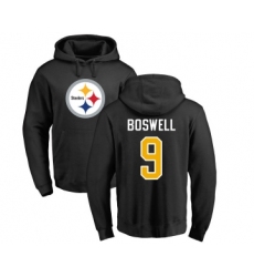 Football Pittsburgh Steelers #9 Chris Boswell Black Name & Number Logo Pullover Hoodie