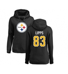 Football Women's Pittsburgh Steelers #83 Louis Lipps Black Name & Number Logo Pullover Hoodie