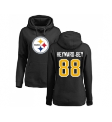 Football Women's Pittsburgh Steelers #88 Darrius Heyward-Bey Black Name & Number Logo Pullover Hoodie