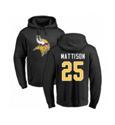Football Minnesota Vikings #25 Alexander Mattison Black Name & Number Logo Pullover Hoodie