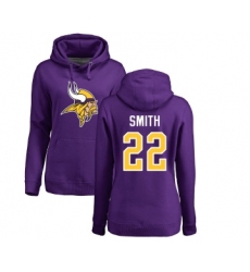 Football Women's Minnesota Vikings #22 Harrison Smith Purple Name & Number Logo Pullover Hoodie