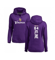 Football Women's Minnesota Vikings #64 Josh Kline Purple Backer Pullover Hoodie