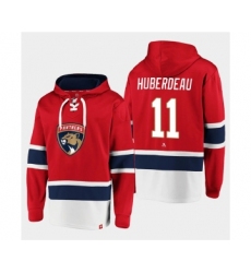 Men's Florida Panthers #11 Jonathan Huberdeau Red Ageless Must-Have Lace-Up Pullover Hoodie