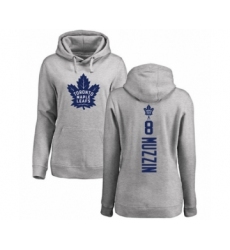 Hockey Women's Toronto Maple Leafs #8 Jake Muzzin Ash Backer Pullover Hoodie