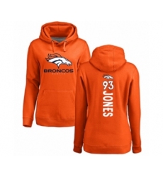 Football Women's Denver Broncos #93 Dre'Mont Jones Orange Backer Pullover Hoodie