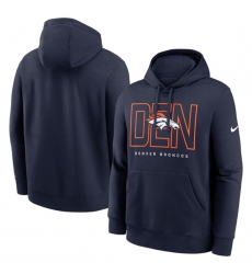 Men's Denver Broncos Navy Busted Play Club Fleece Pullover Hoodie