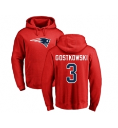 Football New England Patriots #3 Stephen Gostkowski Red Name & Number Logo Pullover Hoodie