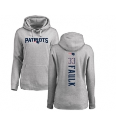 Football Women's New England Patriots #33 Kevin Faulk Ash Backer Pullover Hoodie