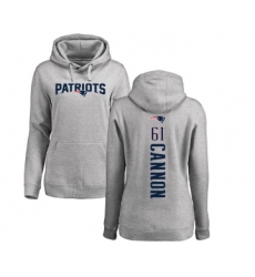 Football Women's New England Patriots #61 Marcus Cannon Ash Backer Pullover Hoodie