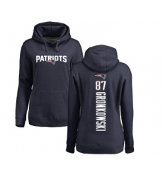 Football Women's New England Patriots #87 Rob Gronkowski Navy Blue Backer Pullover Hoodie