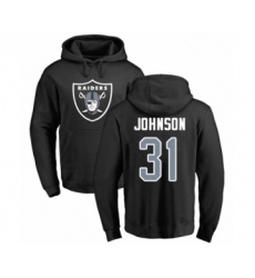 Football Oakland Raiders #31 Isaiah Johnson Black Name & Number Logo Pullover Hoodie