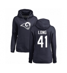 Football Women's Los Angeles Rams #41 David Long Navy Blue Name & Number Logo Pullover Hoodie