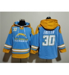 Men's Los Angeles Chargers #30 Austin Ekeler Blue Ageless Must-Have Lace-Up Pullover Hoodie