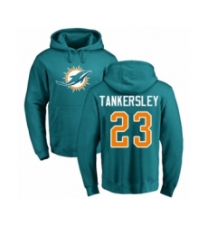 Football Miami Dolphins #23 Cordrea Tankersley Aqua Green Name & Number Logo Pullover Hoodie