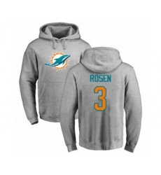 Football Miami Dolphins #3 Josh Rosen Ash Name & Number Logo Pullover Hoodie