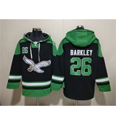 Men's Philadelphia Eagles #26 Saquon Barkley Black Ageless Must-Have Lace-Up Pullover Hoodie