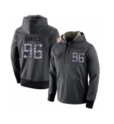Football Men's Detroit Lions #96 Mike Daniels Stitched Black Anthracite Salute to Service Player Performance Hoodie