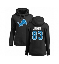 Football Women's Detroit Lions #83 Jesse James Black Name & Number Logo Pullover Hoodie