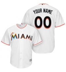 Men's Miami Marlins Majestic White Cool Base Custom Jersey