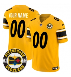 Mens Pittsburgh Steelers Throwback 1933 Patch yellow Vapor Limited All Stitched Jersey