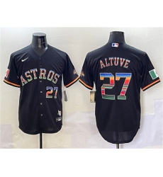 Men's Houston Astros #27 Jose Altuve Black Mexico With World Serise Champions Cool Base Stitched Baseball Jersey