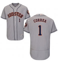 Men's Majestic Houston Astros #1 Carlos Correa Grey Road Flex Base Authentic Collection MLB Jersey