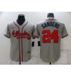 Men's Atlanta Braves #24 Deion Sanders Gray Nike MLB Jersey
