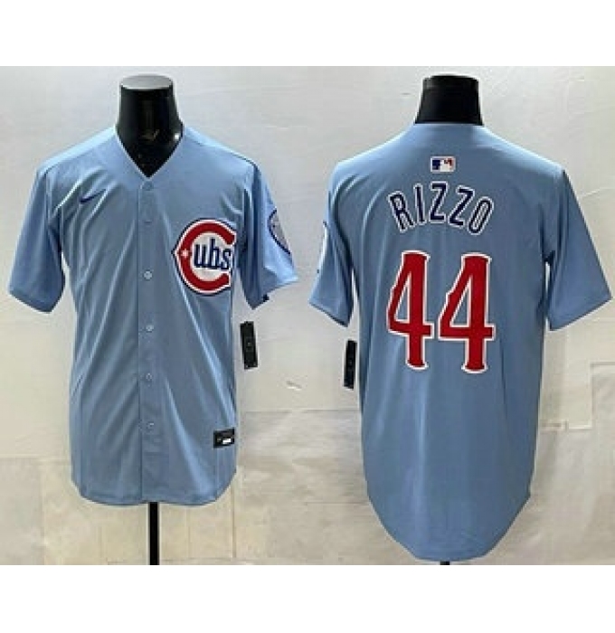 Men's Chicago Cubs #44 Anthony Rizzo Baby Blue Limited Jersey