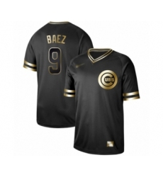 Men's Chicago Cubs #9 Javier Baez Authentic Black Gold Fashion Baseball Jersey