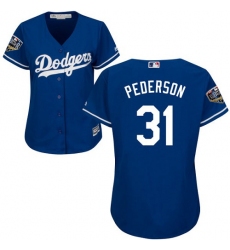 Women's Majestic Los Angeles Dodgers #31 Joc Pederson Authentic Royal Blue Alternate Cool Base 2018 World Series MLB Jersey