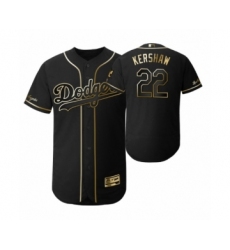 Men's 2019 Golden Edition Los Angeles Dodgers Black #22 Clayton Kershaw Flex Base Jersey