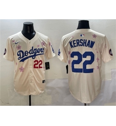 Men's Los Angeles Dodgers #22 Clayton Kershaw Cream 2025 Tokyo Series Limited Stitched Baseball Jersey