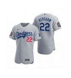 Men's Los Angeles Dodgers #22 Clayton Kershaw Nike Gray 2020 World Series Authentic Jersey